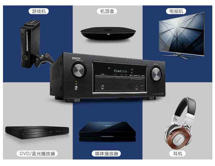 天龙（DENON）AVR-X520BT 音响 家庭影院 5.2声道 AV 功放 支持全彩4K超高清/蓝牙/HDCP 2.2 黑色-京东
