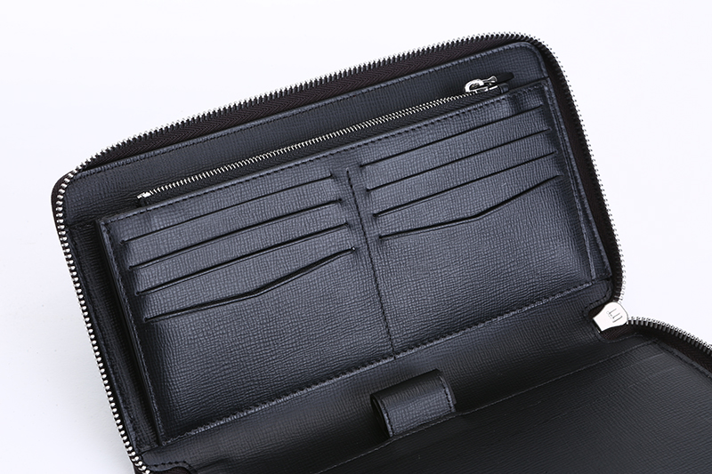 dunhill 登喜路 男士cadogan系列红棕色牛皮银色拉链手拿包 l2z2d2x