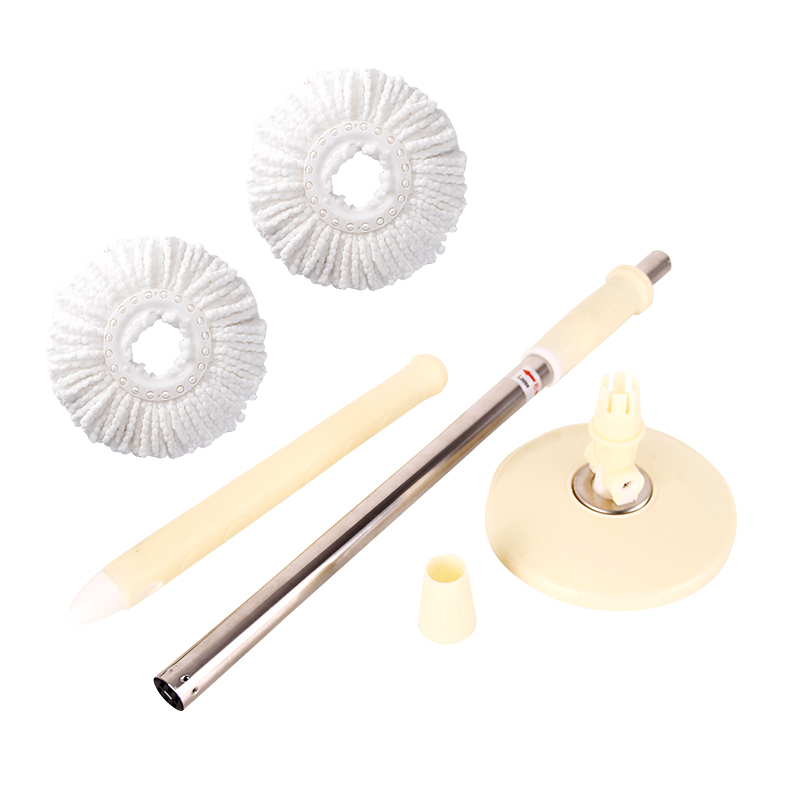 Yagao Rotating Mop Accessories: 2 Mop Heads + Thickened Mop Handle + Round Absorbent Mop Pad, Floor Cleaning Tool