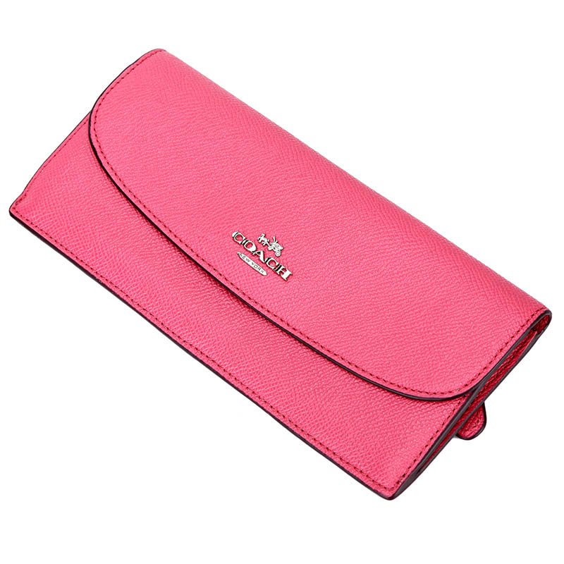 coach蔻驰女式钱包樱桃红色皮质长款信封皮夹f54008svsy54008svsy
