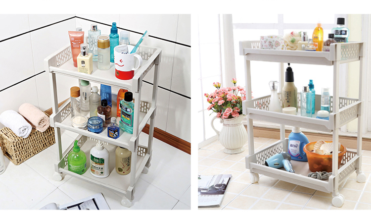 双庆(shuangqing)滑轮置物架 带轮浴室整理日式收纳架 小号4层7018