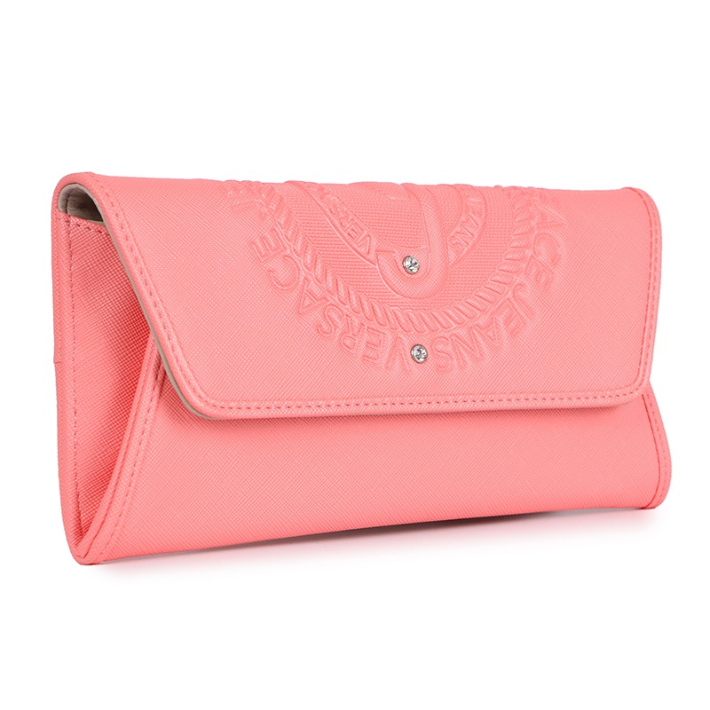 versace jeans 范思哲 女士浅粉色pvc配金属肩带长款钱包钱夹 e3vpbpa