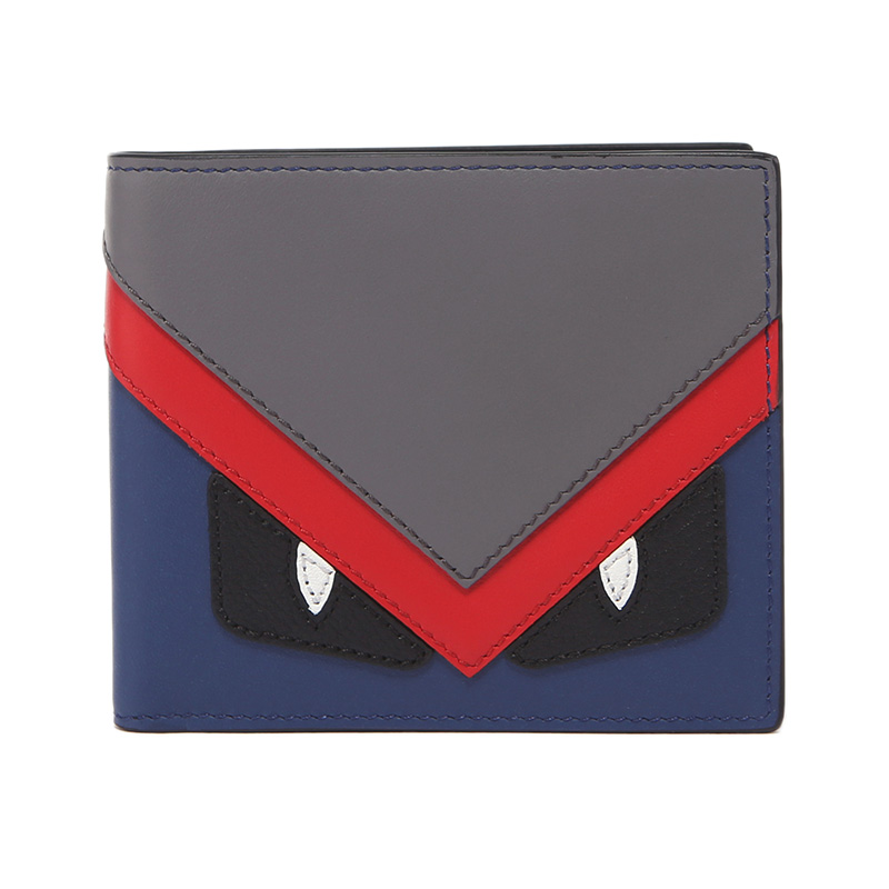 fendi 芬迪 男士多色拼色牛皮小怪兽休闲短款对折钱