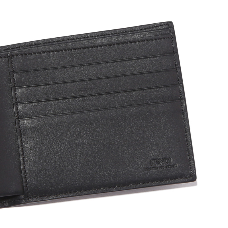 fendi 芬迪 男士黑色牛皮小怪兽短款对折钱包 7m0169 o74 f0gxn