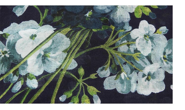 gucci 古驰 女士深蓝色混纺天竺葵印花围巾 432735 3g856 4069