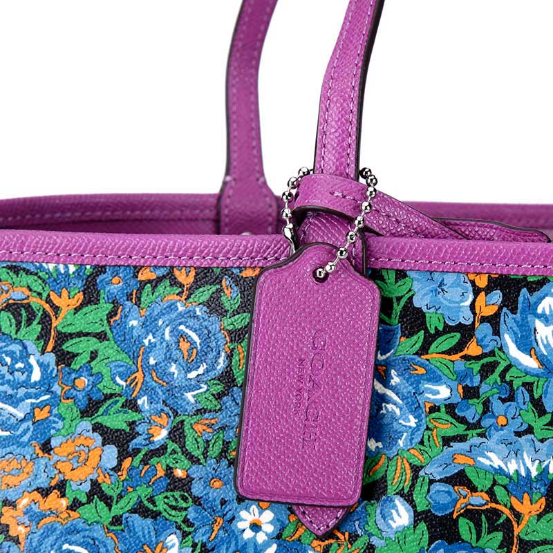 coach 蔻驰 奢侈品 女士蓝绿拼花pvc大号手提单肩双面托特包 f57667