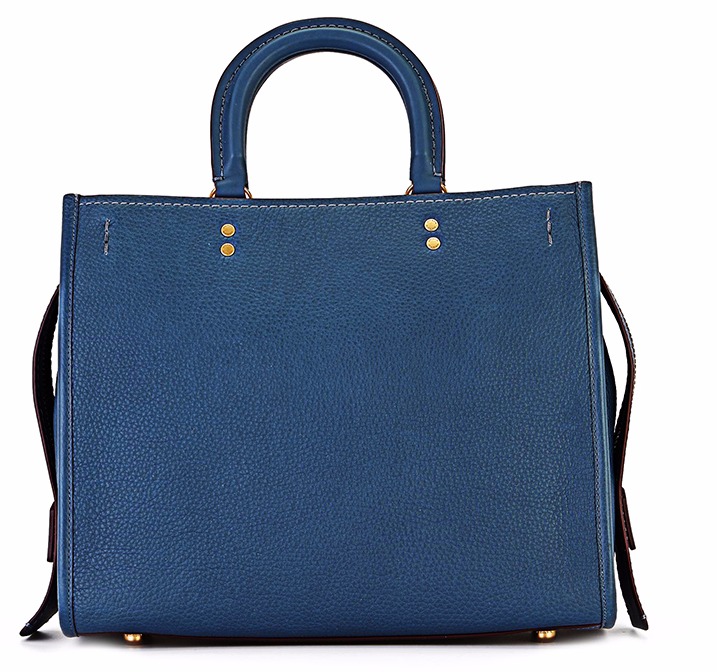 coach 蔻驰 奢侈品 女士蓝色牛皮手提单肩包 大号 38124 oll6i