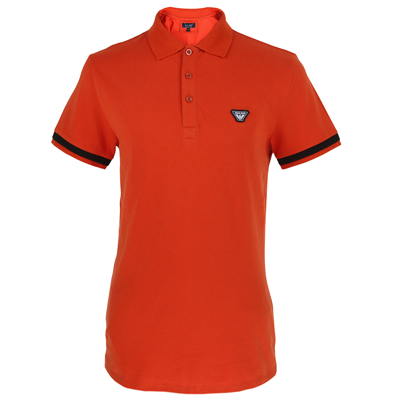 阿玛尼 armani jeans 男士橘色棉质翻领短袖t恤衫 c6m97 qk 9g l码