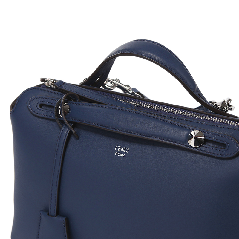 fendi 芬迪 女士海蓝色牛皮银色拉链手拎包单肩包 8bl124 sgv f0kr1