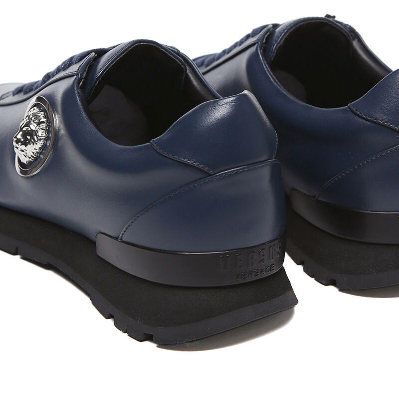 versace versus 范思哲 范瑟丝 男士深蓝色牛皮系带运动鞋 fsu503c fv