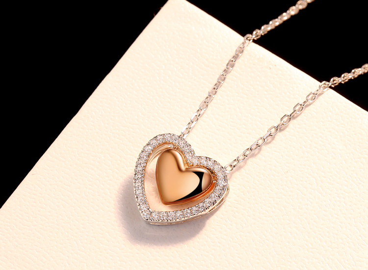 简丹jiandan s925银项链女心形吊坠时尚配饰锁骨链 送女友生日礼物