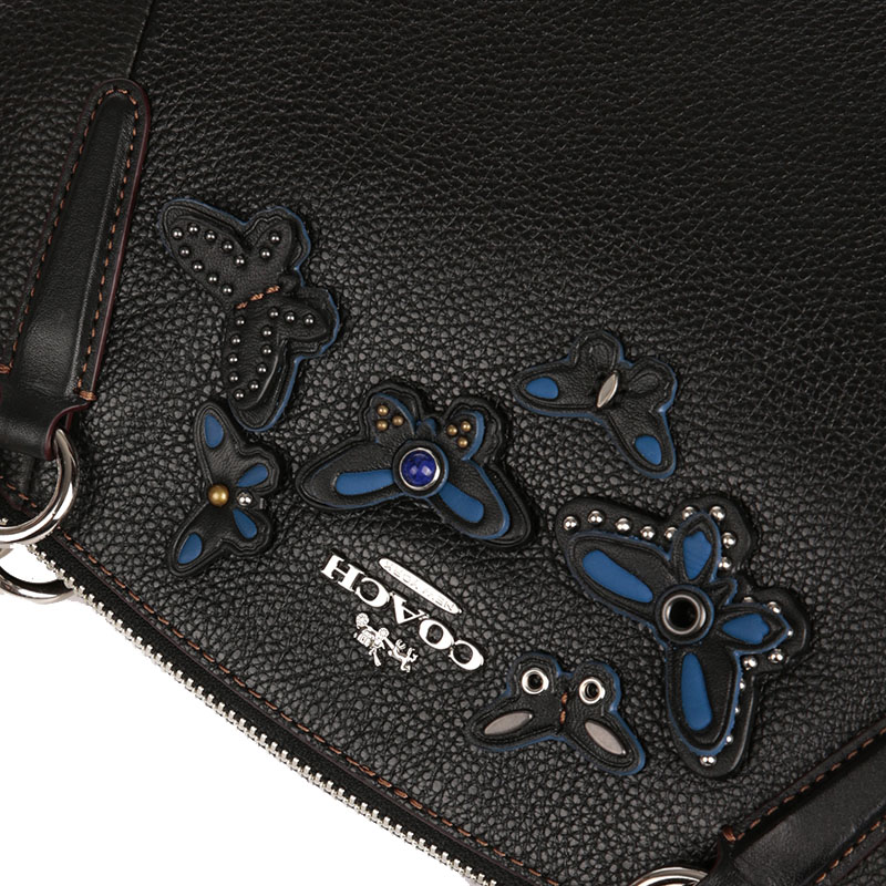 coach 蔻驰 奢侈品 女款黑色蝴蝶款皮质手提单肩斜挎包 f59354 sv/bk