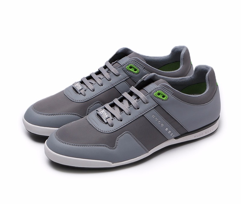 雨果博斯 男士灰色织物平底系带休闲鞋 50331600 030 8/42码-京东