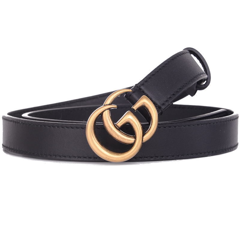 gucci 古驰 gucci腰带 黑色皮革女款搭扣式皮带腰带 409417 ap00t