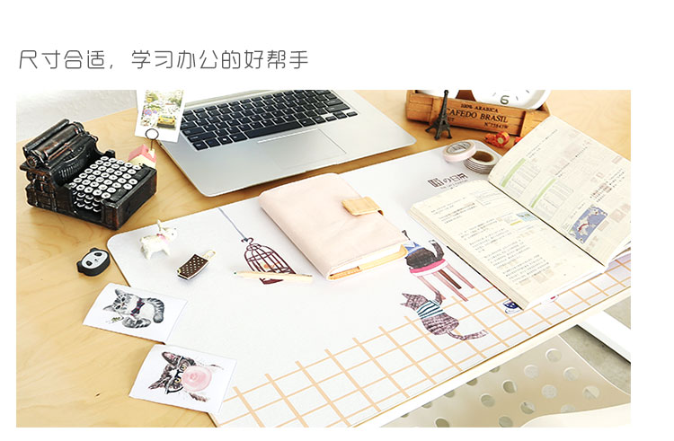 kinbor时尚办公书写桌垫600*360mm/大号鼠标垫 papiest/猫咪NC2882-京东