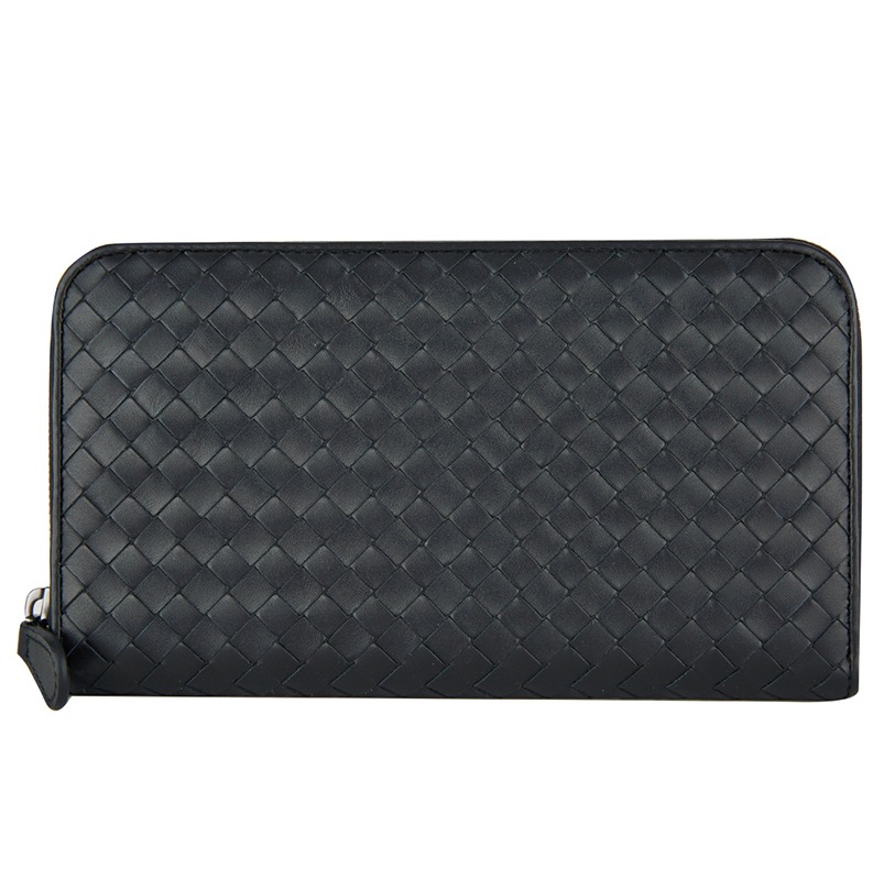 【宝缇嘉钱包】bottega veneta bv 宝缇嘉 男士黑色牛皮编织长款钱包