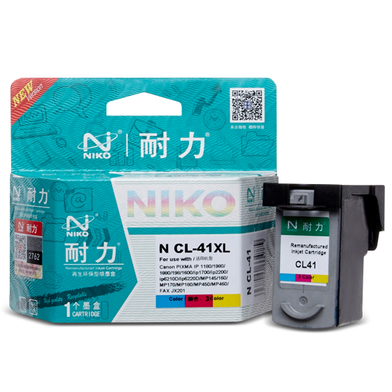耐力（NIKO）N CL-41 大容量 彩色墨盒 (适用佳能 PIXMA IP1180/1980/1880/MP180/MP450/MP460/ FAX JX201)-京东