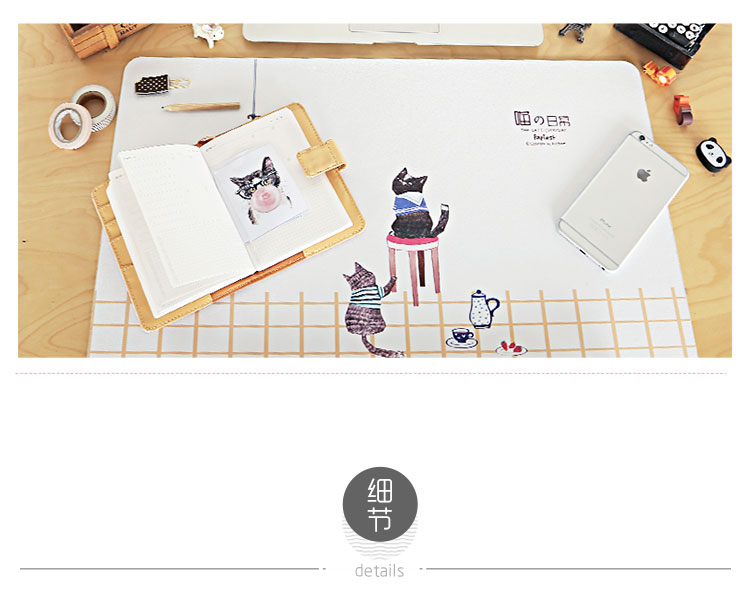 kinbor时尚办公书写桌垫600*360mm/大号鼠标垫 papiest/猫咪NC2882-京东