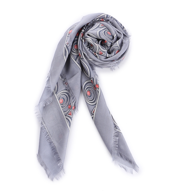 fendi 芬迪 女士灰色花型图案桑蚕丝羊毛方形丝巾 fxt069 sz2 f0qk9