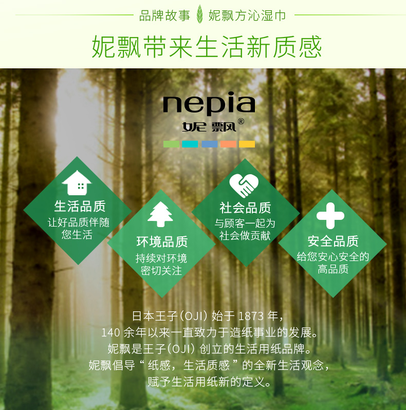 妮飘（Nepia）方沁湿巾 优质无纺布 32抽/ 包（替换装）*6包-京东