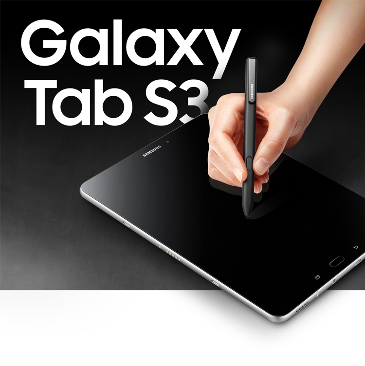 三星Galaxy Tab S3 平板电脑 9.7英寸（4核CPU 2048*1536 4G/32G 指纹识别）WIFI版 黑色 T820