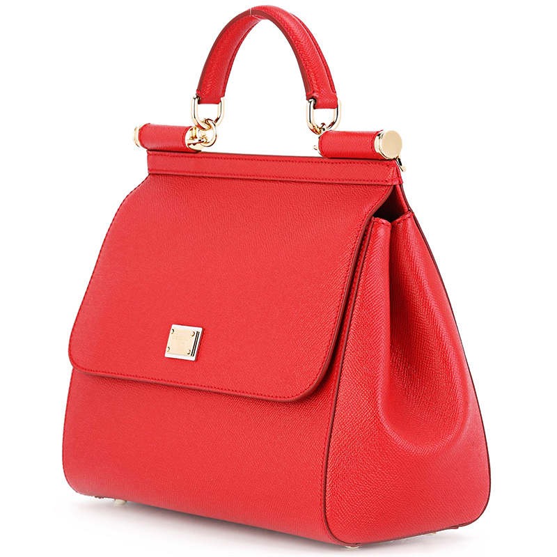 dolce&gabbana 杜嘉班纳 西西里女士红色牛皮手提单肩