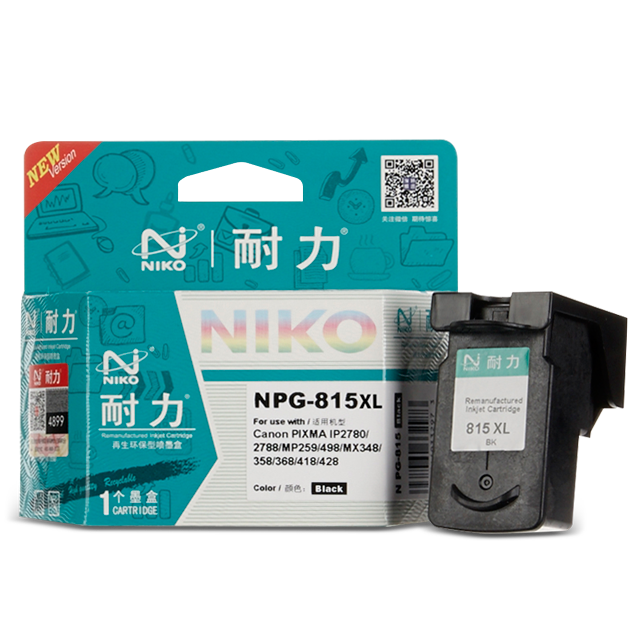 耐力（NIKO）N PG-815 大容量 黑色墨盒 (适用佳能 PIXMA IP2780/2788/MP259/498/MX348/358/368/418/428)-京东
