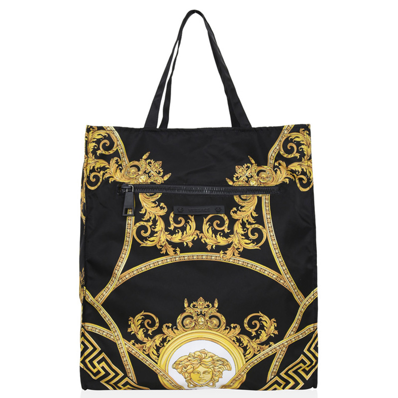 versace 范思哲 男士拼色尼龙美杜莎花卉图案手提包 dfb6161 dnsip d