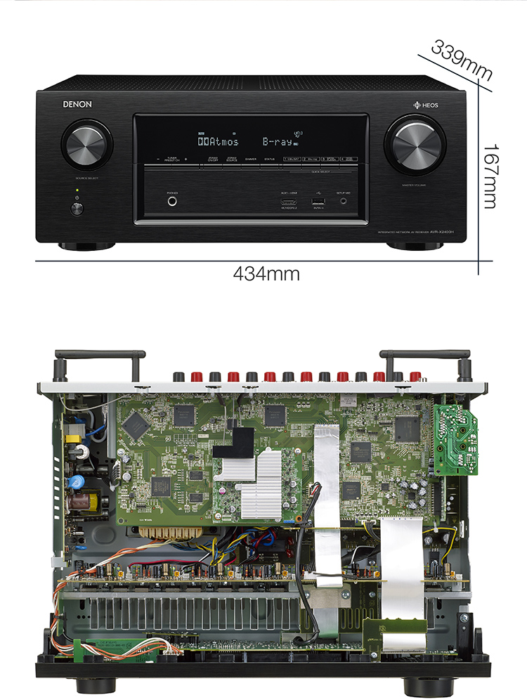 天龙（DENON）AVR-X2400H 音响 音箱 家庭影院功放 7.2声道 支持杜比全景声DTS:X 4K蓝牙USB WIFI Airplay Hi-res音频 黑色-京东