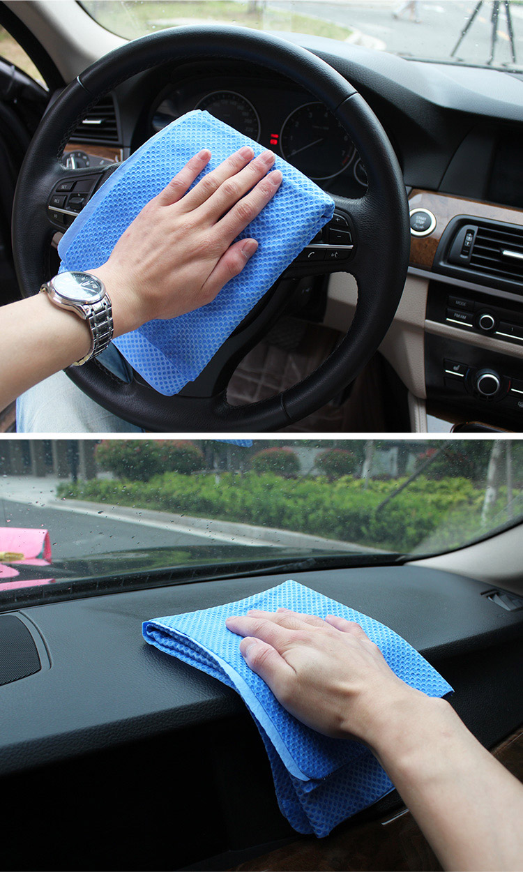 YUECAR Synthetic Chamois Leather Towel, Car Cleaning Cloth, Powerful Absorbent Car Drying Towel - Blue Large Size, 1 Pack 10