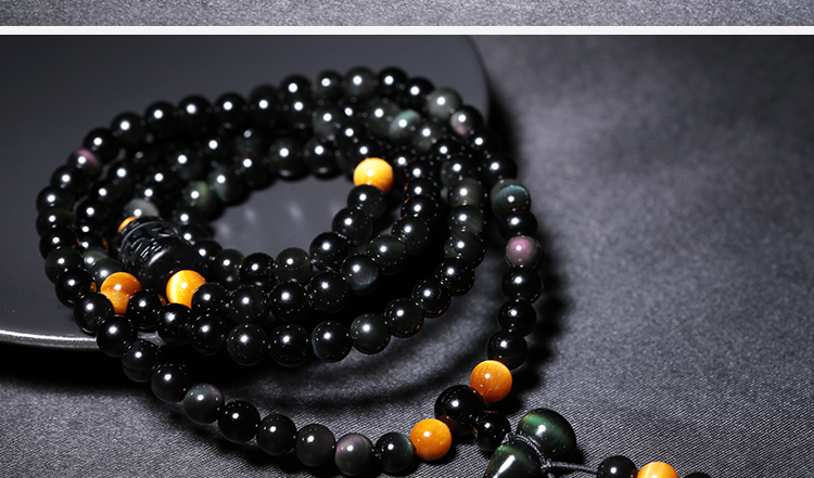 108颗手串佛珠女款饰品6mm情人节送女朋友老婆生日礼物黑色6毫米女款