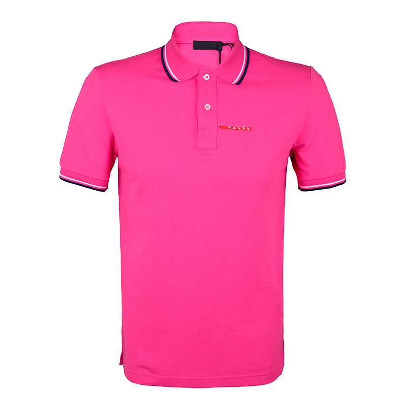 prada 普拉达 男士桃红色棉质短袖polo衫 商务休闲上衣 sjj887 322 f