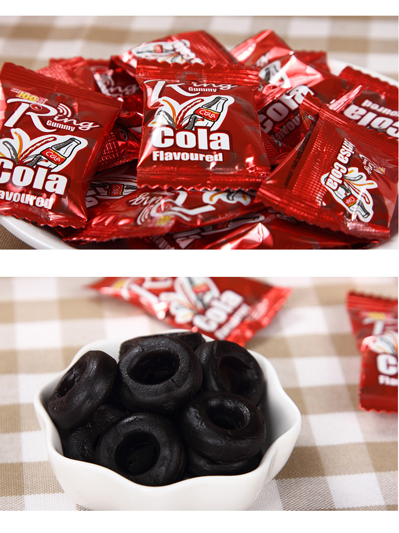 马来西亚进口 休闲零食 一百份 lot100 圈圈形 可乐味软糖 100g