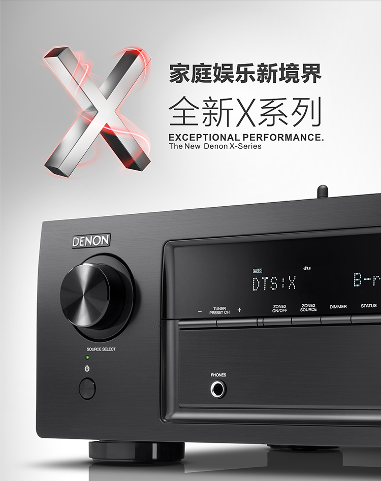 天龙（DENON）AVR-X2400H 音响 音箱 家庭影院功放 7.2声道 支持杜比全景声DTS:X 4K蓝牙USB WIFI Airplay Hi-res音频 黑色-京东