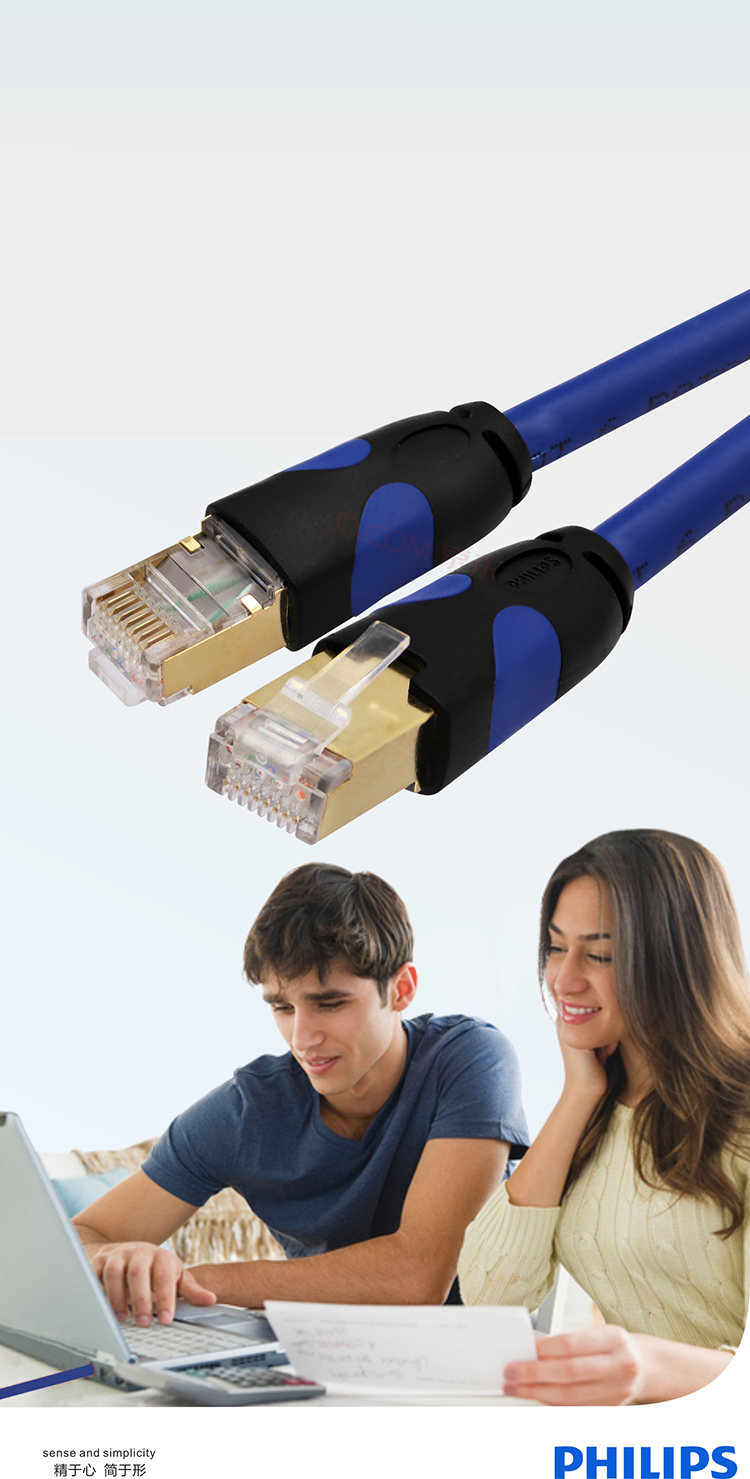 PHILIPS Cat7 Ethernet Cable 20m Dual Shielded 10Gbps Network Patch Cord for 10G Switch and Gigabit Network HD Surveillance SWA1820/93 2