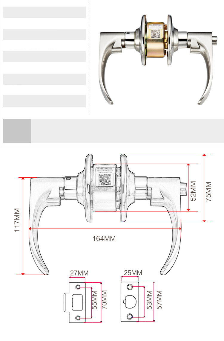 Fly.Globe Spherical Lock, Indoor Bedroom Door Lock, Single Latch Handle Lock, Double Latch Universal Model FQ-202SB 10