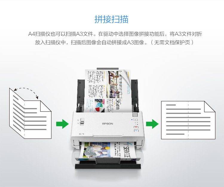 爱普生(EPSON) DS-410 A4馈纸式高速双面彩色文档扫描仪 - 原厂三年质保 26ppm/52ipm-京东