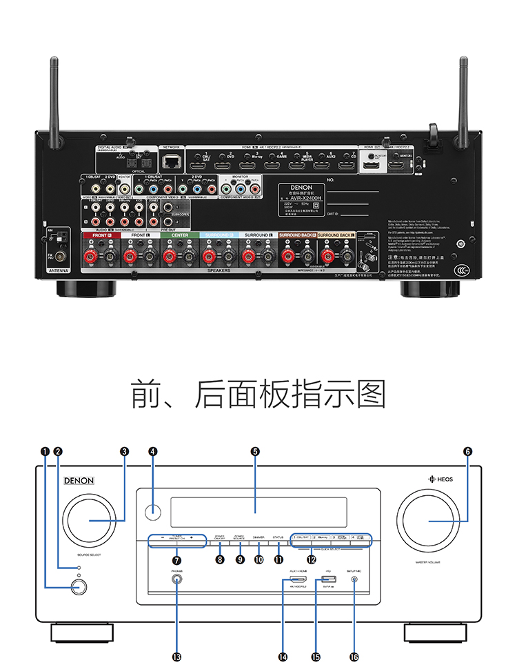 2声道av功放机 4k杜比全景声dts:x4k蓝牙wifi黑色