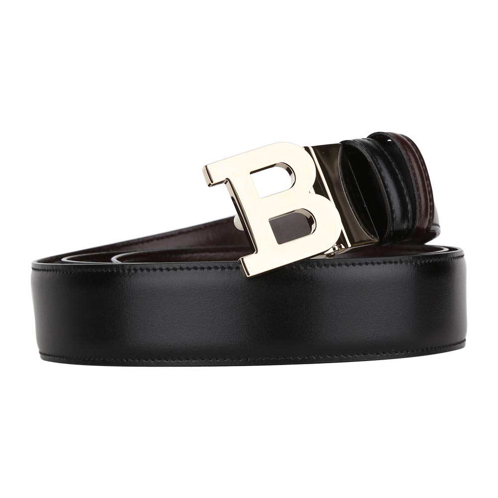 bally 巴利 奢侈品 男士黑色皮革腰带 b buckle 35 m 300 115-京东