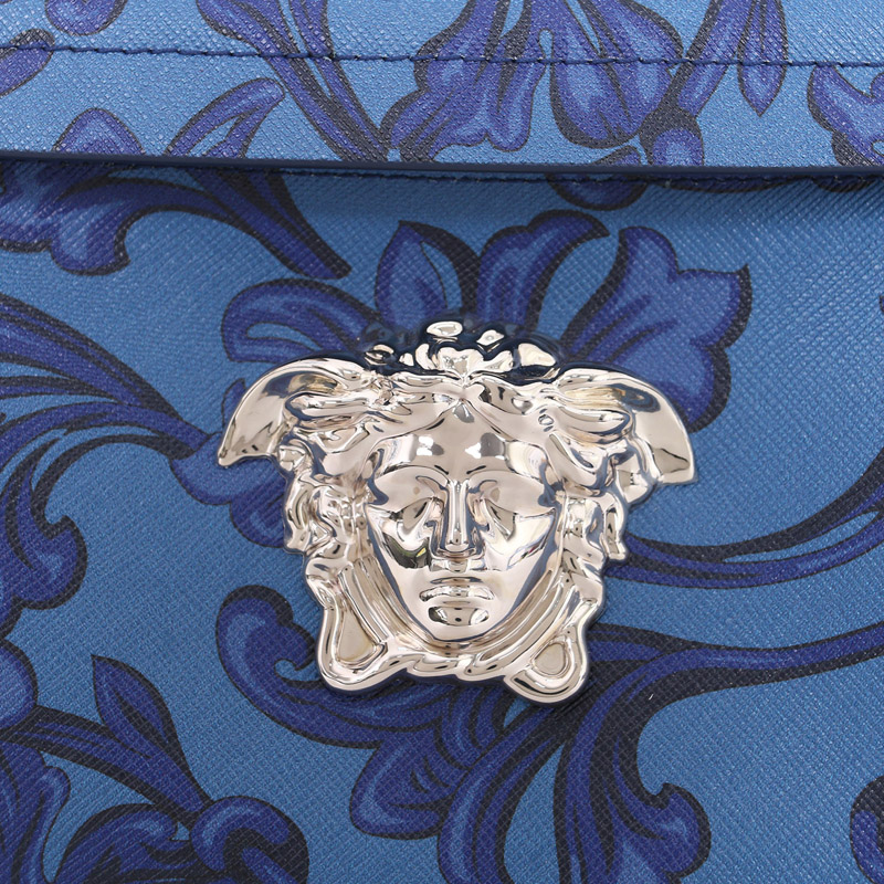 versace 范思哲 男士蓝色棉质银色美杜莎头像双肩背包 dfz5970 dvcfb