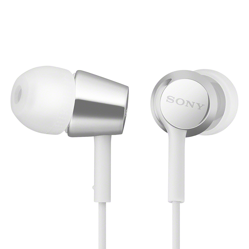 SONY MDR-EX155AP In-Ear Wired Headphones with Microphone, Stereo Sound, Line Control for Mobile Phones And Computers, White, Travel Companion, Gift