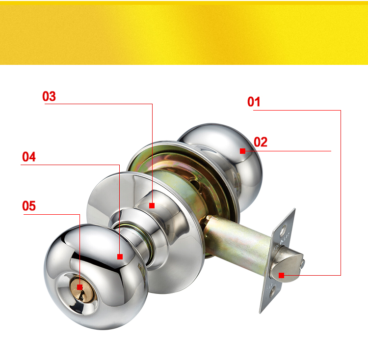 Fly.Globe Spherical Lock for Bedroom Door, 304 Stainless Steel Ball Lock FQ-5791CP(60) 7
