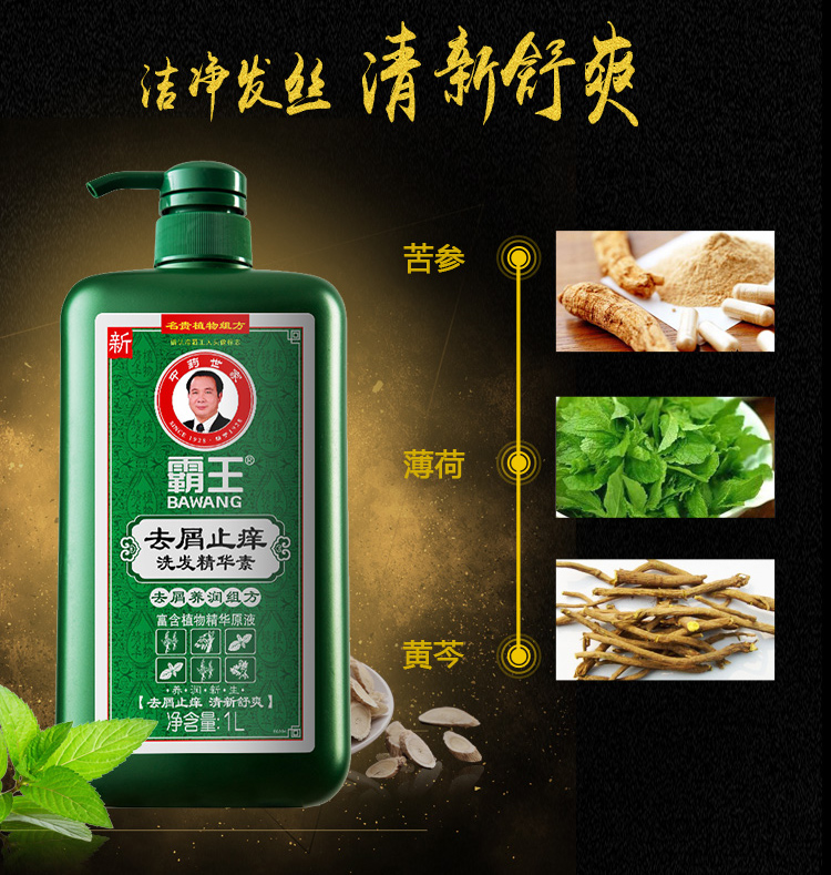 霸王(bawang)去屑止痒洗发精华素1000ml(去屑止痒洗发水 男士女士洗发