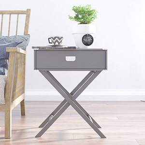 慧乐家 边桌茶几 艾克妮单抽边桌 柜边几边柜 简约北欧床头柜 灰色 11377-1-京东