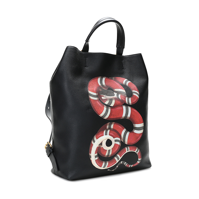 gucci 古驰 gucci男包 黑色蛇纹图案牛皮男士双肩包 451000 dvq2t