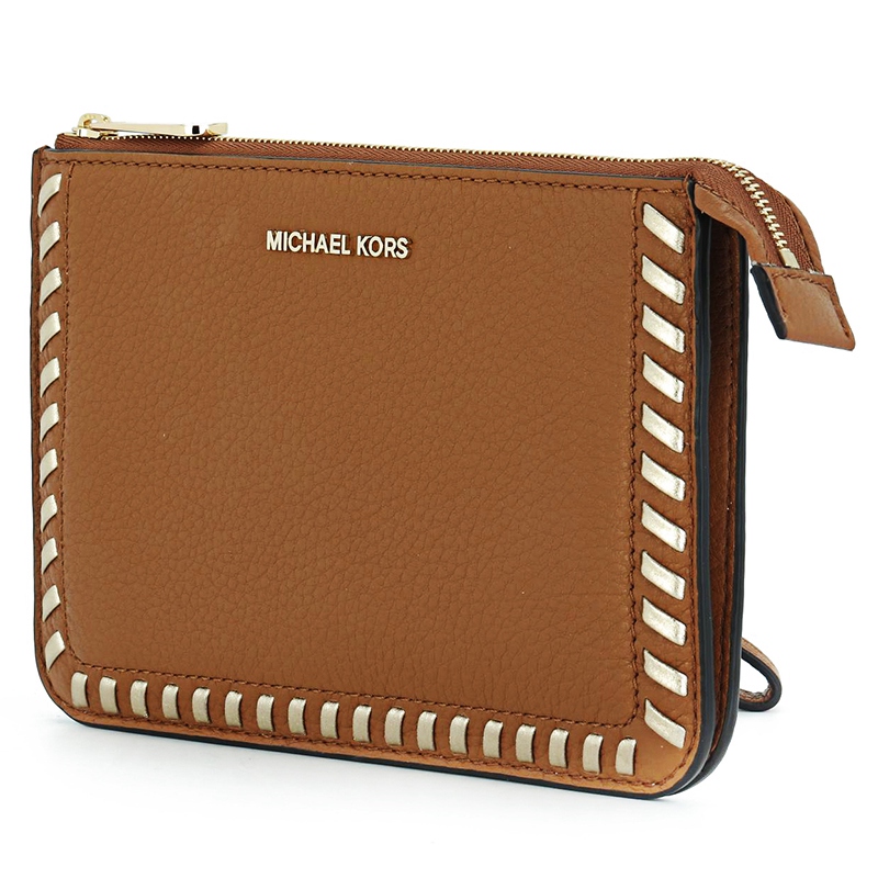 michaelkors迈克科尔斯mk女包lauryn系列女士棕色牛皮中号手拿包32s