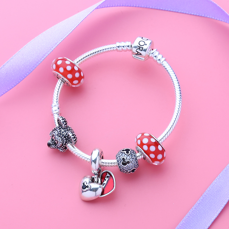 pandora 潘多拉 迪士尼波点米奇米妮欢乐串珠手链 fa4-16