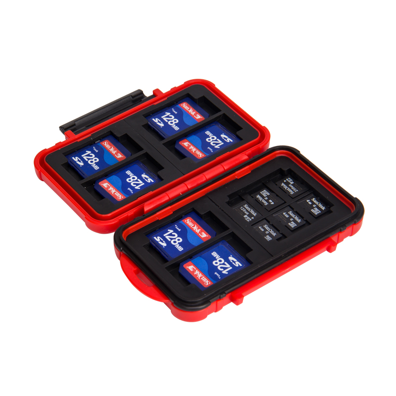 EIRMAI CB-101 DSLR Camera Storage Card Case SD CF MSD TF Card Holder Storage Box Red