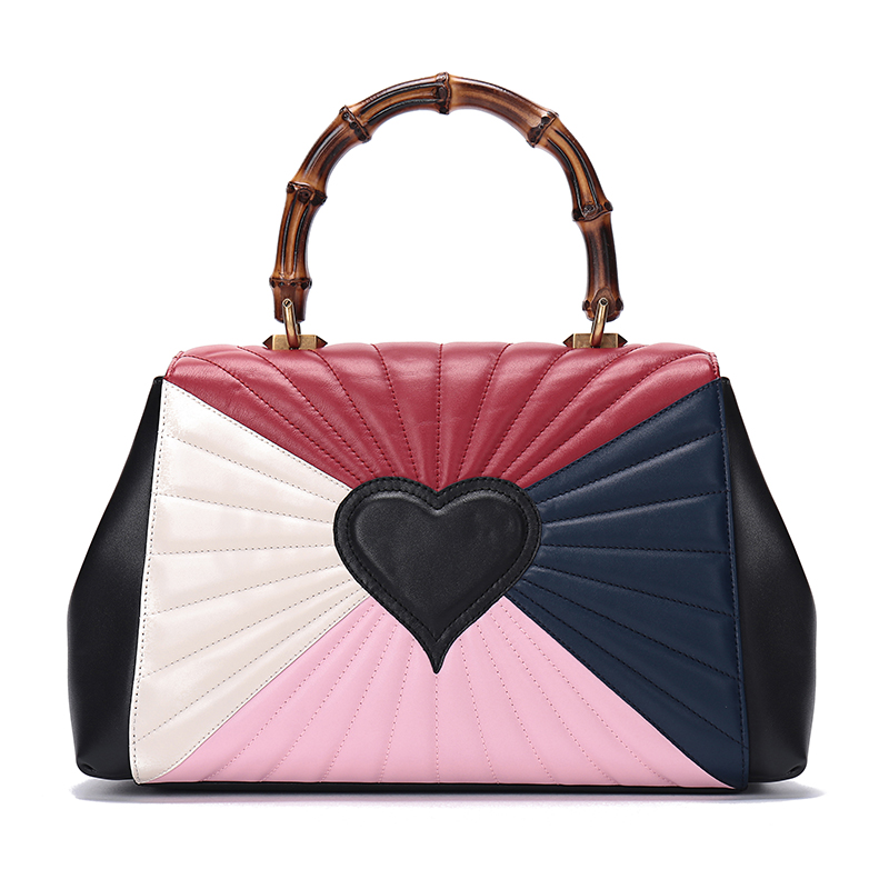 gucci 古驰 女士queen margaret系列多色拼色金属蜜蜂皮革竹节手提单