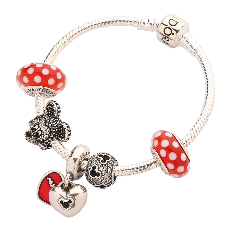 pandora 潘多拉 迪士尼波点米奇米妮欢乐串珠手链 fa4-16